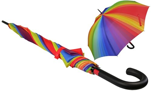 iX-brella First Class XL Fiberglas Automatik Stockschirm 110 cm überschlagfähig - rainbow