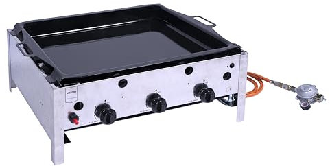 METRO Professional Gasbräter 3-Brenner, Aluminium/Edelstahl, 10.5 kW, Piezozündung, Bedienfeld, silber