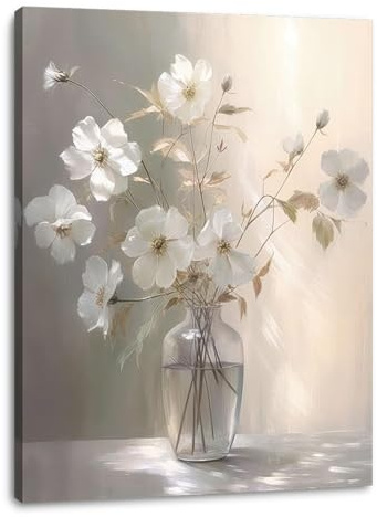 Canvas Wall Art Floral Bathroom Bedroom Framed Artwork Modern Wall Decoration 18x24 Inch Print for Kitchen Home Decor