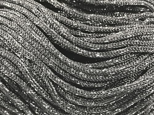 filati italiani cordini laminati Swan Glitter 500g - 450 metri per borse handmade e molto altro ancora (grigio scuro/argento, THAI GLITTER)