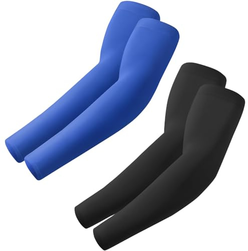 Roxun 2 Par Armskydd För Kvinnor Män Uv-Skydd Armbindor Gaming, Ärmar Volleyboll Armskydd Basket Armlingar Cykelsport Svart+Blå