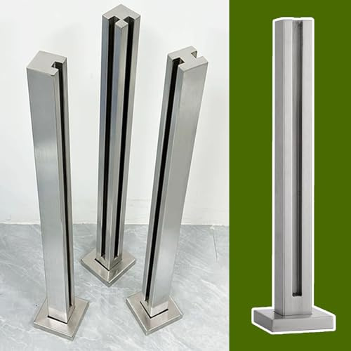 Poteau Garde Corp Verre Poteaux de Garde-Corps en Verre Brossé sur Mesure de 65 à 150 Cm - Système de Garde-Corps en INOX 304, Kit Complet de Colonnes de Balustrade, Escalier Patio Balcon Clôture (Co