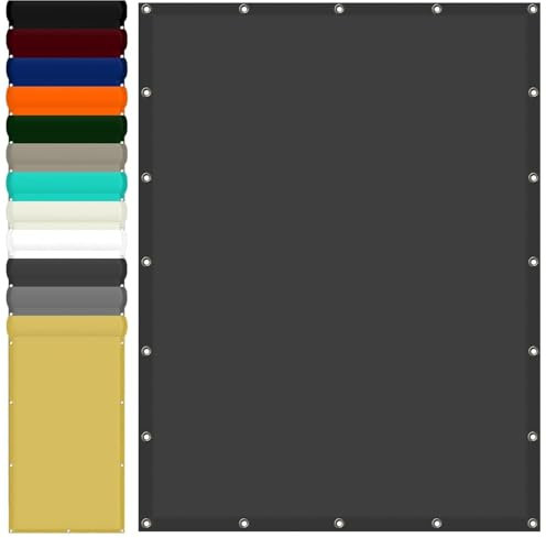 Segeltuch Mit Ösen 2.6 x 2.8 m Wasserdicht Sichtschutz Balkon Reißfest UV-Schutz nach Mass Polyestergewebe Mit Seil Sonnenschutz Markise für Pool und glasdach, Dunkelgrau