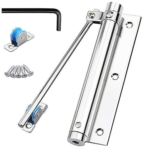 NIYATA Türschließer Automatisch Türschliesser für Außen und Innen Einstellbar aus Aluminiumlegierung für Zimmertür Haustür Gartentor Fliegengittertür Silber