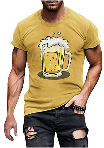 T-Shirt Herren Oktoberfest, 3D-Gedrucktes Kurzarm Rundhals T-Shirt Oberteil, Sale Lässige Stilvolle Festival-Tops, Leichte und Bequeme Oberteil, Oktoberfest Herren Outfit, Slim Fit Pullover