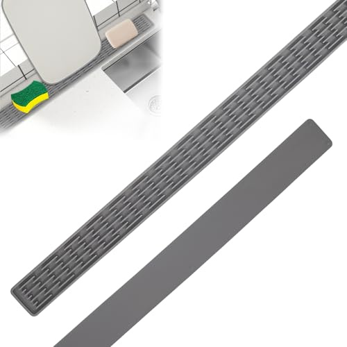 PRITOK Abtropfmatte Schmal: 70 x 5 x 0,5 cm Abtropfmatte Silikon, Lange Abtropfmatte, Schmale Barmatte, Verlängerte, Silikon-Abtropfmatte für Geschirr, Tassen, Flaschen (Grau, 70cm)