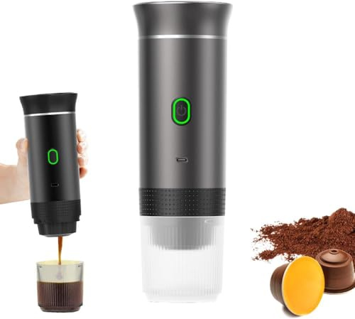 KWJNH Machine à expresso portable, auto-chauffante, 4 à 6 minutes, machine à café portable 3 en 1, charge Larg Times, 50 capsules, pour une petite