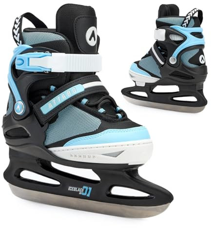 ATTABO Verstellbare Freizeitschlittschuhe für Jungen Zolo in Blau Größe 36-41 EU Kinder verstellbare Schlittschuhe für Anfänger Klettverschluss und Schnallenverschluss Freie Längenanpassung