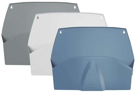 Exacompta - Réf. 611303SETD - Set de 3 trieurs muraux horizontaux AUTENTIK, présentoirs muraux A4, porte-documents, corbeilles murales - Dimensions : P 43,6 x l 39,6 x H 10,2cm - Couleurs assorties