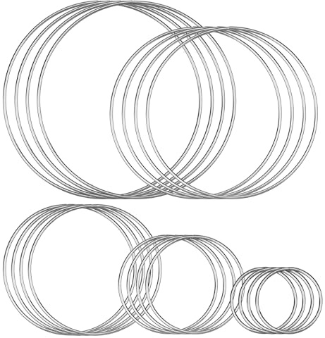 20 Stück Metallringe zum Basteln, 10/12/15/18/20cm Silber Metallringe, Metallring Tafelaufsätze, Deko Ringe zum Aufhängen AufhäNgen Traumfänger Basteln Hochzeitskranzdekor, Wandbehang Floristikdeko