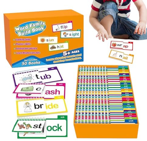 30 Läs- och rimböcker - Läs- och rimböcker | Ordfamilj byggbok | Böcker | Läsa och rimma bok | Bok | Böcker för barn | Flashkort för utbildning Rea