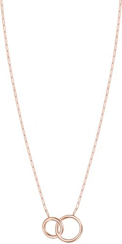 day.berlin Damen Halskette Tori 18k vergoldet | 45+5cm variable Länge, feine Gliederkette mit Ring Anhänger (8+10mm), 316L Edelstahl Kette nickelfrei und wasserfest
