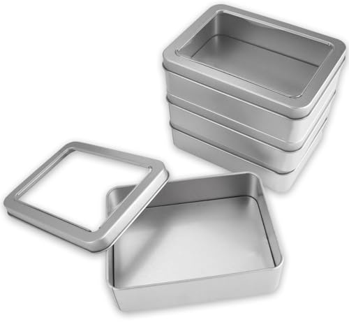 Rairsky förvaringslåda, fyrkantig silvermetall, rostfri, 4 stycken plåtburkar för godis, presenter