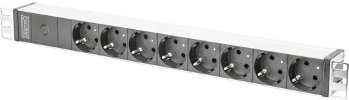 DIGITUS DN-95410 – 19 Steckdosenleiste – 8 Abgriffe – 1HE – IEC C14 Eingang – Vorsicherung – 250VAC 50/60Hz – 10A – 2500W – Für 19 Zoll Netzwerk- und Serverschränke