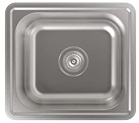 Cata Fregadero Cocina, Modelo CSS 1, Fregadero Sobre Encimera, Cubeta Cuadrada, Instalación en Mueble de 50 cm, Acero Inoxidable