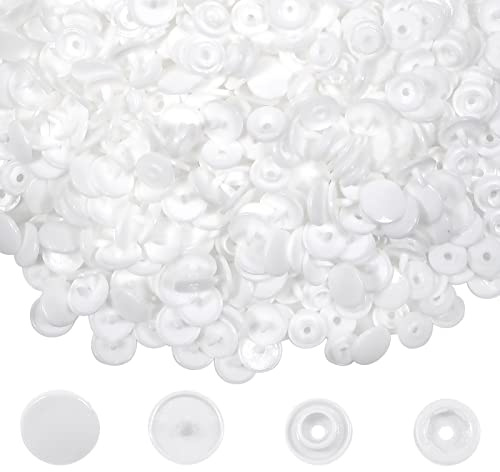 TOAOB T5 Kunststoff Druckknöpfe Nähfrei 12mm 500 Set Weiß Buttons | Plastik Nähfrei Zubehöre für, Stoff alle Arten DIY Kleidung Accessoires