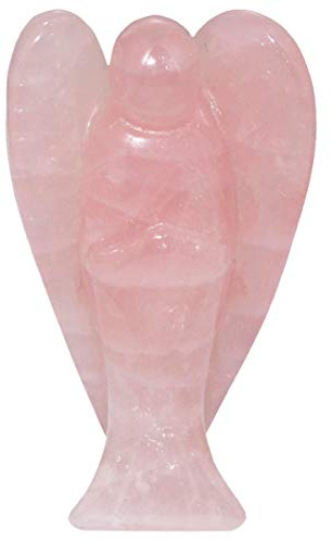 mookaitedecor Guardian Angel Crystal Hand Carved Figurine for Home Decor | Rose Quartz Crystal Statue, Decorative Stone Gift, Meditation Yoga, 3 Inch