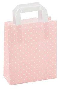 Papiertragetasche 18+8x22cm rosa mit weißen Punkten Größe 100 Stück