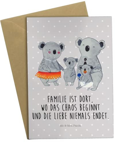 Mr. & Mrs. Panda Grußkarte Koala Familie - Geschenk, valentinstagskarte, weihnachtskarten, Muttertag, einladungskarten, Family, Koalas, Kinder, hochzeitskarten, osterkarten