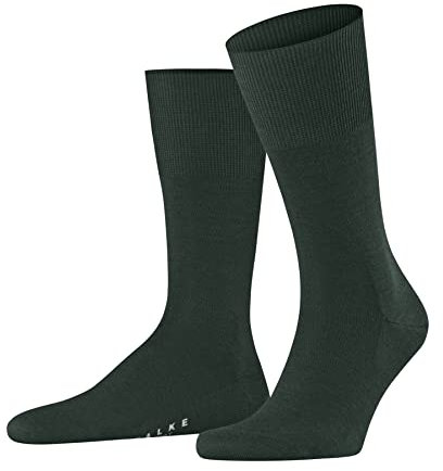 FALKE Herr Airport strumpor ull bomull svart grå många fler färger förstärkta herrstrumpor utan mönster andas enfärgad 1 par, Grön (Hunter Green 7441), 44 EU