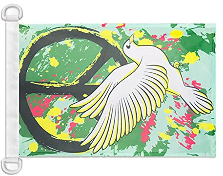 AZ FLAG Pavillon Peace and Love graffiti 45x30 cm Anneaux Plastique | Usage extérieur et nautique Pavillon nautique Arc-en-Ciel résistant aux intempéries avec coutures doubles et bords renforcés