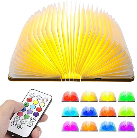 Neoglint LED-Lampe klappbar aus Holz mit Fernbedienung 12 Farben 5 Helligkeitsstufen für Weihnachtsgeschenke