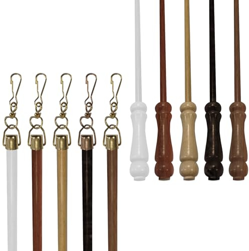 TENDEEVOLUTION Asta Tiratenda in Legno da 125 cm Disponibile in svariati colori. Bastone Tiratenda Resistente, Apritenda Rigido, Accessori per Tende da Interno (Noce)