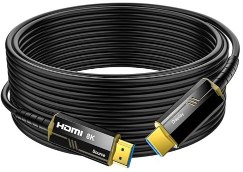 Cable HDMI 2.1 de fibra óptica 3 metros 8K, Alta velocidad 48Gbps Cable de fibra HDMI Soporte 8K@60 Hz, 4K@120/144Hz HDCP 2.2 y 2.3 HDR, eARC, Dolby Atmos para Fire Roku Apple HDTV, monitor