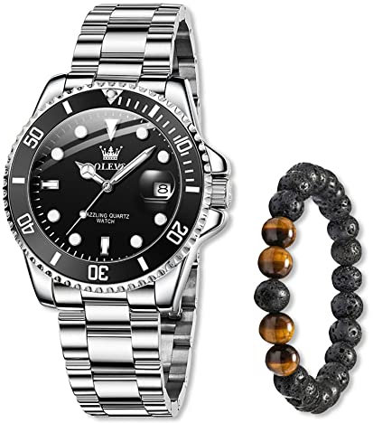 Raitown Uhren Herren Wasserdicht Multifunktional Analog Quarz Uhr Geschäft Stylisch Lässig Leuchtend Edelstahl Armbanduhr für Männer