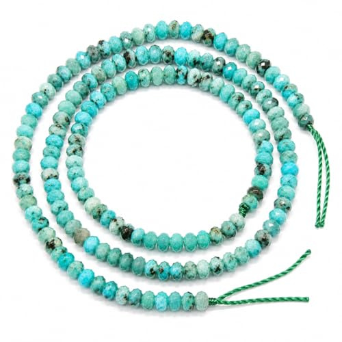 Perlin Türkis Jaspis Edelstein Perlen 4 mm Rondelle Facettiert Naturstein Schmuckperlen für Armband Kette DIY Schmuckherstellung 110 Stück