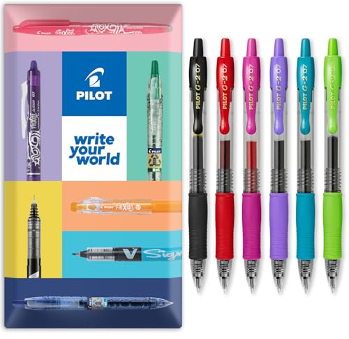 PILOT G-2 Gel-Tintenroller, einziehbar, 0,7 mm Spitze, in Umschlag, Geschenkverpackung, 6 Stück, Swatch Farbset