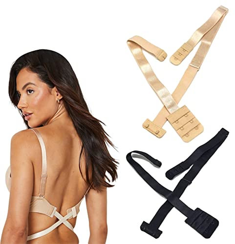 2 Pairs Low Back Bra Converter Soft Women's Bra Extenders 2 Hooks Backless Bra Stretchy Bra Strap Extender Adjustable Women's Bra Straps for Women Backless Dress