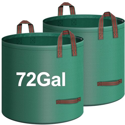 IWNTWY Kraftiga trädgårdsavfallspåsar, 272 L x 2 trädgårdssäckar återanvändbara, industriellt tyg och handtag – trädgårdsavfallssäckar, campingåtervinningsväskor för att samla in skräp och skräp