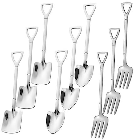 reamhome 21PCS Schaufel Löffel Edelstahl Tee Löffel Kaffee Löffel Eis Dessert Löffel Geschirr Messer Gabel Löffel, B