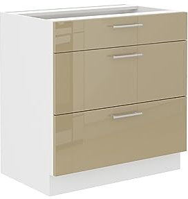 Kuechen-preisbombe Unterschrank 80 Lara Cappuccino Hochglanz Küchenzeile Küchenblock Soft-Close