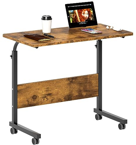 soges Table Ordinateur Portable à roulettes Support Tablette 80 x 40cm Table Appoint pour Ordinateur Portable au Bord du Lit, du Canapé