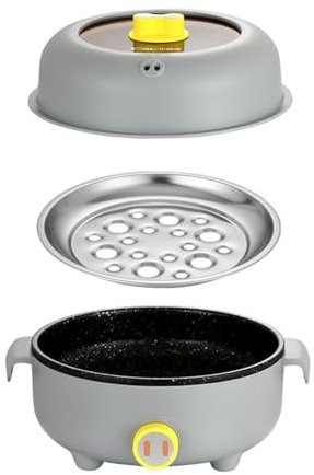 Padella elettrica con smorzatori 2 in 1 pentola elettrica Hot Pot, fornello veloce per pasta, padelle multifunzione per zuppa, ramen, pasta, fornello da viaggio portatile, padella elettrica