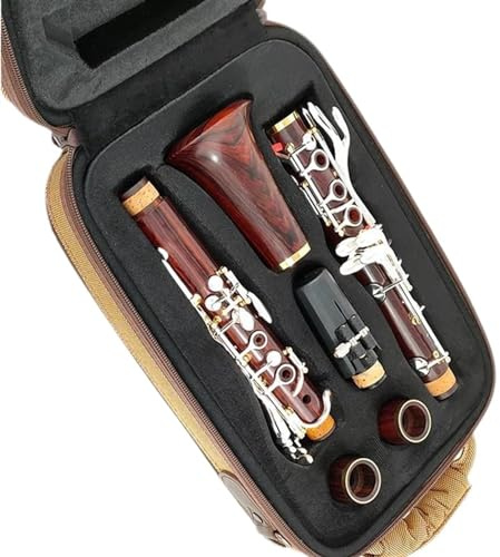 Anfänger klarinette Holz Professionelle Klarinette Bb Redwood Versilberte Tasten Oberflächenmaterial Neusilber