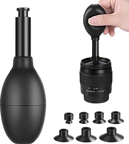 Ventosa per lenti, strumento professionale per la pulizia della fotocamera, strumento di aspirazione per obiettivi, riparazione e pulizia delle lenti, con penne a ventosa per obiettivi, strumento di