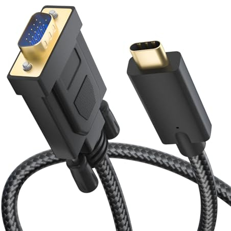 BolAAzuL USB C auf VGA Kabel 1M Nylon Geflecht, USB Typ C/Thunderbolt 3 auf VGA Adapterkabel kompatibel für MacBook Pro 2019/2018/2017, Samsung Galaxy S9/S8, Surface Book 2, Dell XPS 13/15, Pixel