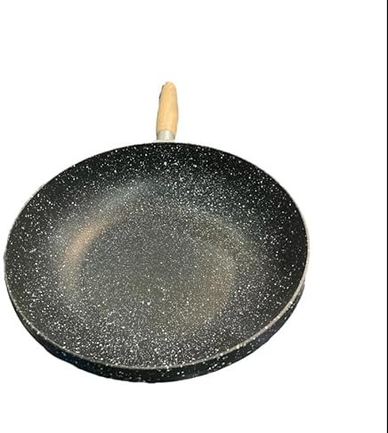 Generico Wok in pietra lavica Made in Italy con manico estraibile, 28 cm