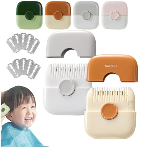 2 Stück Haarschneider/Kamm, Trimm-Taschenkamm, manueller 2-in-1-Ponyschneider, Haarschneider für Spliss, Rasierkamm zum Ausdünnen der Haare, beidseitiges Design, mit Abdeckung, Klingen austauschbar
