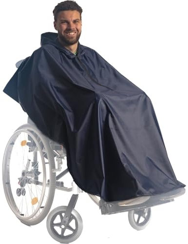 Belieff Regenponcho Rollstuhl Erwachsene – Robuste Qualität - Regenumhang Für Rollstuhl - Regenschutz Für Rollstuhlfahrer - Poncho - Blau