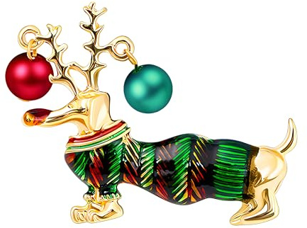 KristLand Weihnachts Hundebrosche Vintage Hund Brosche Vollkristall Tier Brosche Pin Corsage Art Deco Retro Niedlicher Hund Brosche Pin Geburtstag Party Geschenk für Frauen Männer