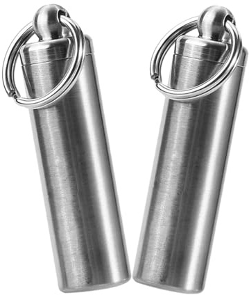 Pongnas 2 Stück Pillendose aus Edelstahl, Tablettenbox mit Schlüsselanhänger Design, Tragbarer Medikamenten-Schlüsselanhänger Halter aus Edelstahl für Reisen und Notfälle