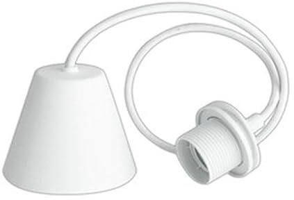 Lámpara colgante blanca, máx. 60W, 1 m de cable, ideal para iluminación decorativa en hogares y oficinas.