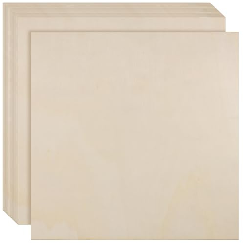 FUNSUEI 20 st 300 x 300 x 3 mm plywoodblad, fyrkantiga tunna obehandlade träblad, plywoodskivor för hantverk, gör-det-själv-projekt, målning, dekorationer