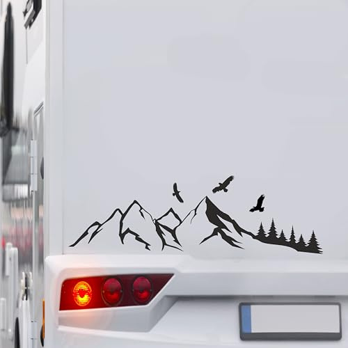 KLEBEKÖNIG Wohnwagenaufkleber Wohnmobil - Berge Adler - Autoaufkleber Spruchaufkleber Sticker Aufkleber Camper
