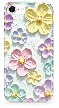 JIAXIUFEN Schutzhülle für iPhone 7 Plus/iPhone 8 Plus/6 Plus/6S Plus, schmal, stoßfest, Motiv: Glitzer, Retro-Ölgemälde, Blumendesign, Mintfarben