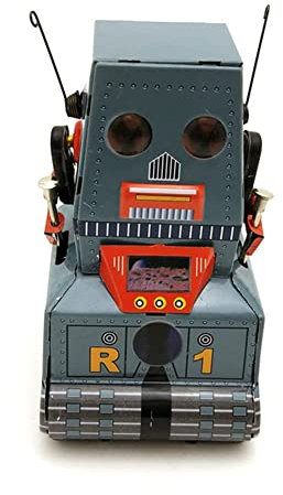 AYUNJIE Wind Up Toy MS371 Tank Robot Tin Toy Nostalgic Photography Props Vintage Collectible Kids Gift for Boys Girls Parent-Child Interaction